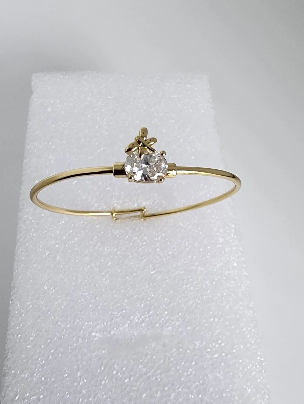 Gold Plated Butterfly CZ Bangle Bracelet Girls Kids 40mm Gift Jewelry